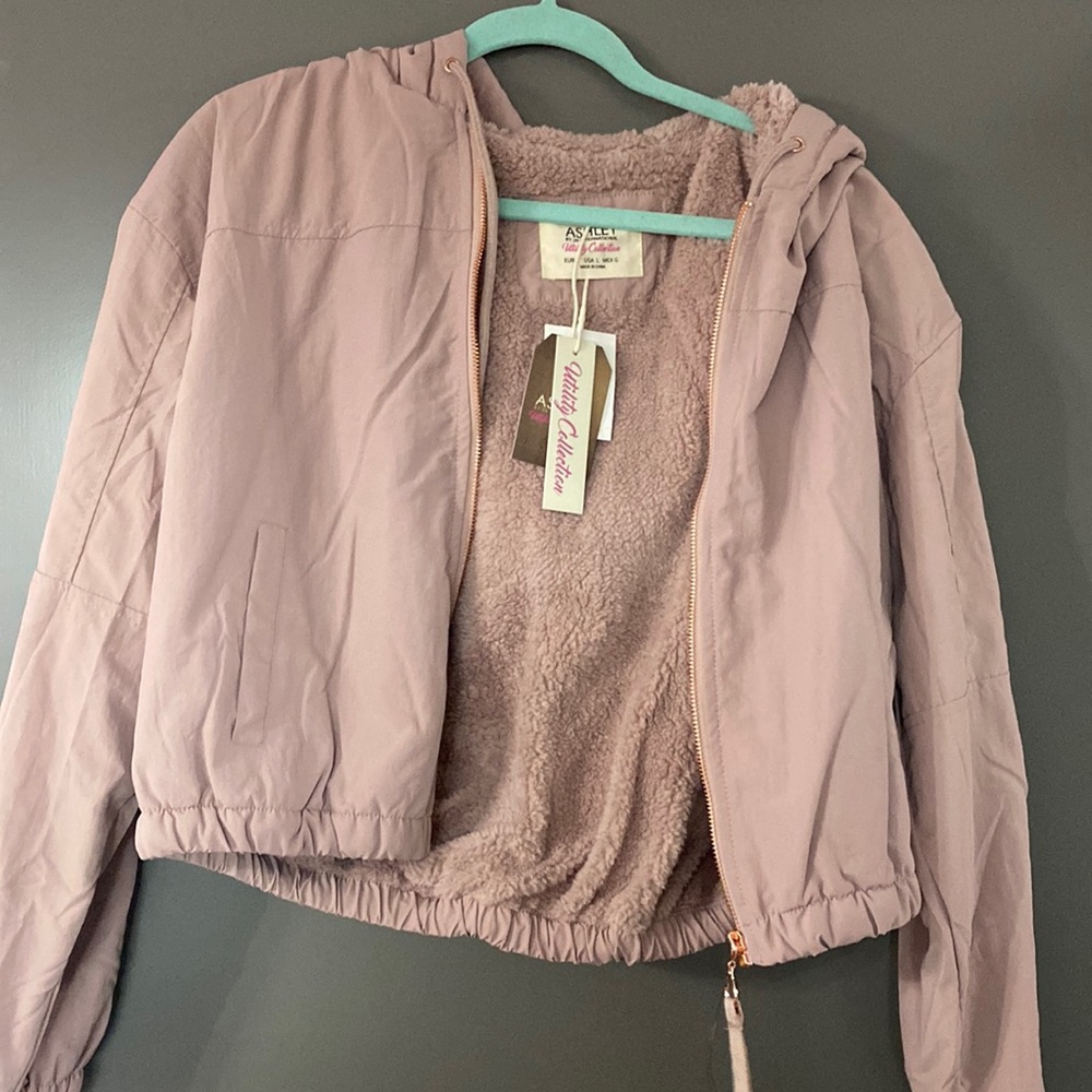 Pink crop zip up jacket